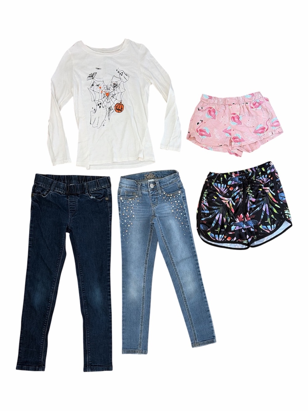 Girls 5pc Bundle - Jeans, Shorts, Long Sleeve Top